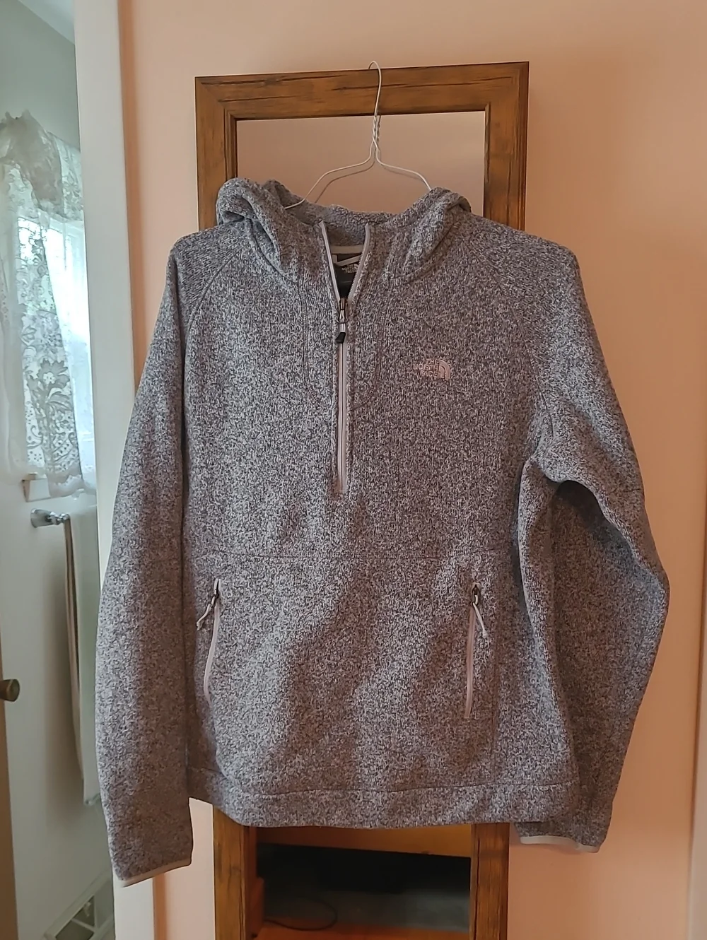 The North Face Men's Heather Gray Half-Zip Hooded Sweater